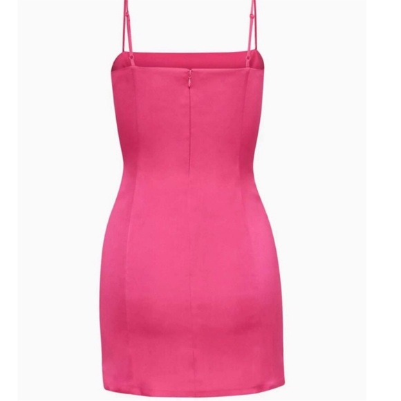 Aritzia Sunday Best Pink Shimmer Satin Mini Party Dress Shimmer Pink Size 16/XL - Picture 3 of 6